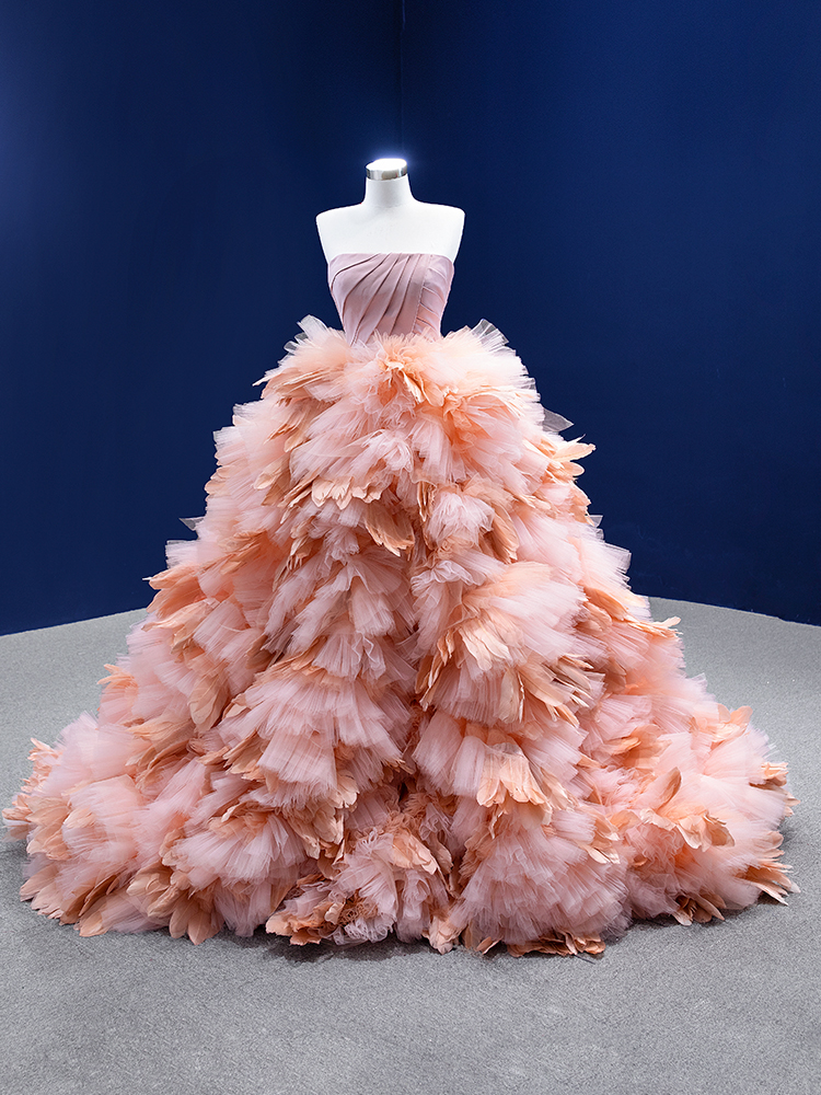 Pink Pleats Beading Sweep Strain Ball Gown Quinceanera Dress 67463