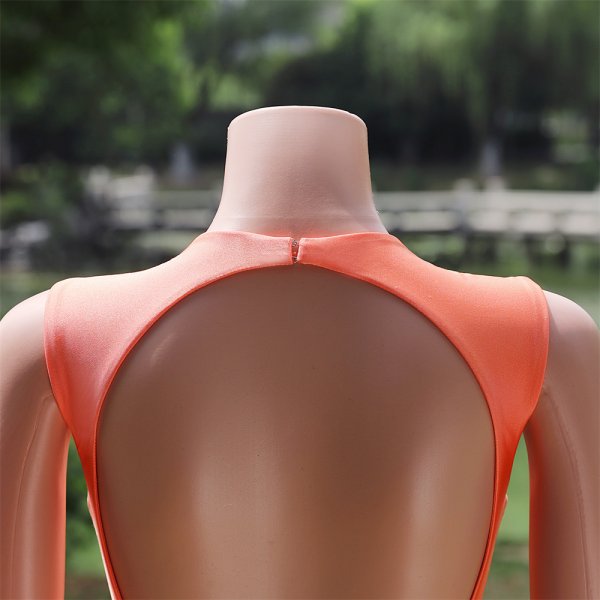 orange long sleeveless spandex mermaid formal prom dress evening gown fy26002