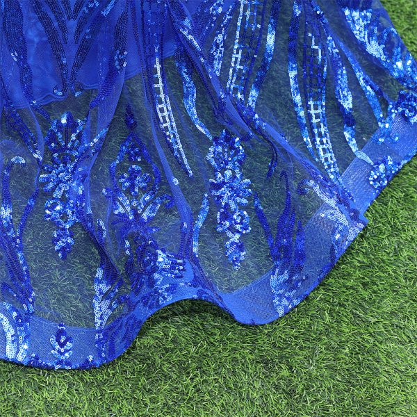 royal blue long sleeveless lace sequin mermaid formal prom dress evening gown fy29502