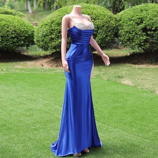 royal blue sleeveless lace beading sequin sweetheart neck mermaid formal prom dress evening gown fy38001