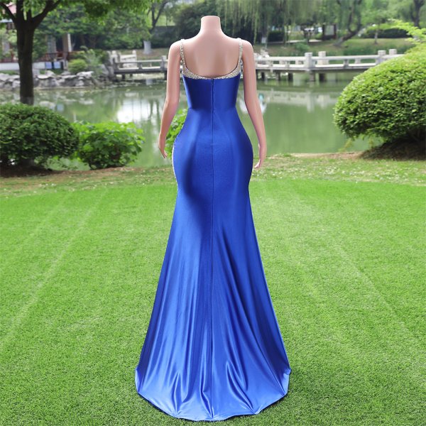 royal blue sleeveless lace beading sequin sweetheart neck mermaid formal prom dress evening gown fy38001