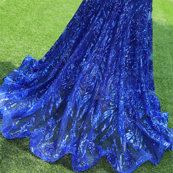 royal blue sleeveless sequin pleats mermaid formal prom dress evening gown fy39502