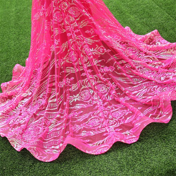 hot pink long sleeve sequin mermaid formal prom dress evening gown fy4001
