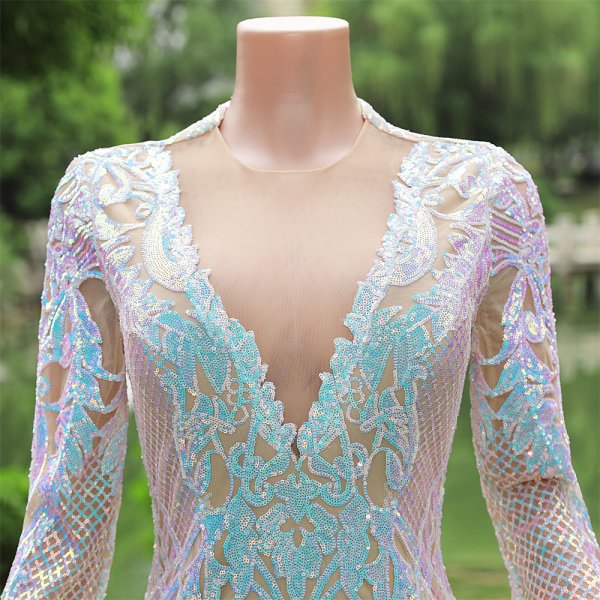 modest long sleeve sequin mermaid formal prom dress evening gown fy4002