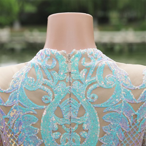 modest long sleeve sequin mermaid formal prom dress evening gown fy4002