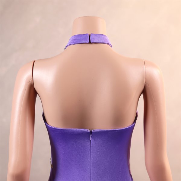 purple sleeveless beading applique mermaid formal prom dress evening gown fy45002