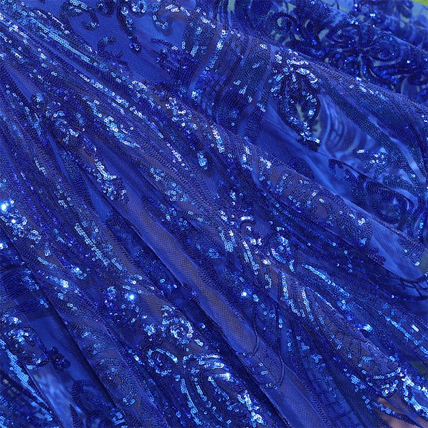 blue long sleeve sequin ruffles mermaid formal prom dress evening gown fy45004
