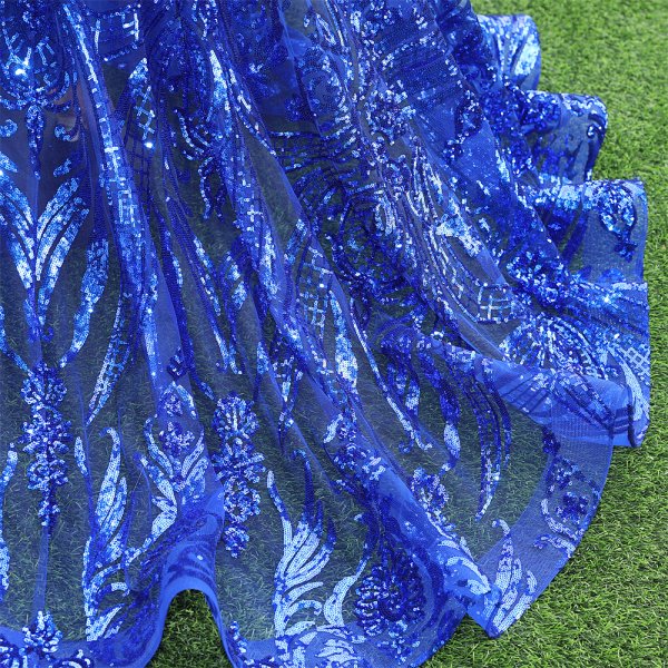 blue long sleeve sequin ruffles mermaid formal prom dress evening gown fy45004