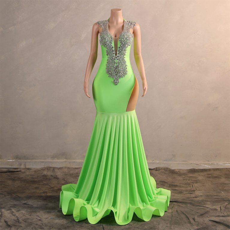 Sexy Sleeveless BeadingV Neck Mermaid Formal Prom Dress Evening Gown FY58001