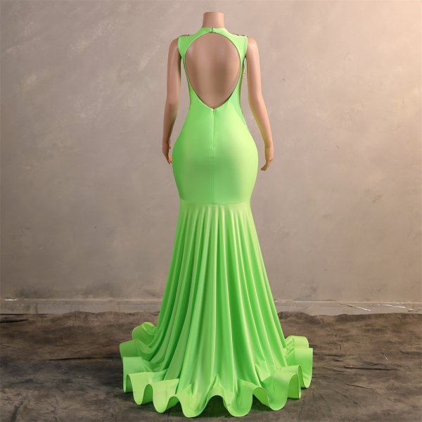 sexy sleeveless beadingv neck mermaid formal prom dress evening gown fy58001
