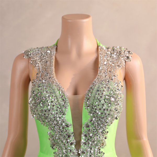 sexy sleeveless beadingv neck mermaid formal prom dress evening gown fy58001