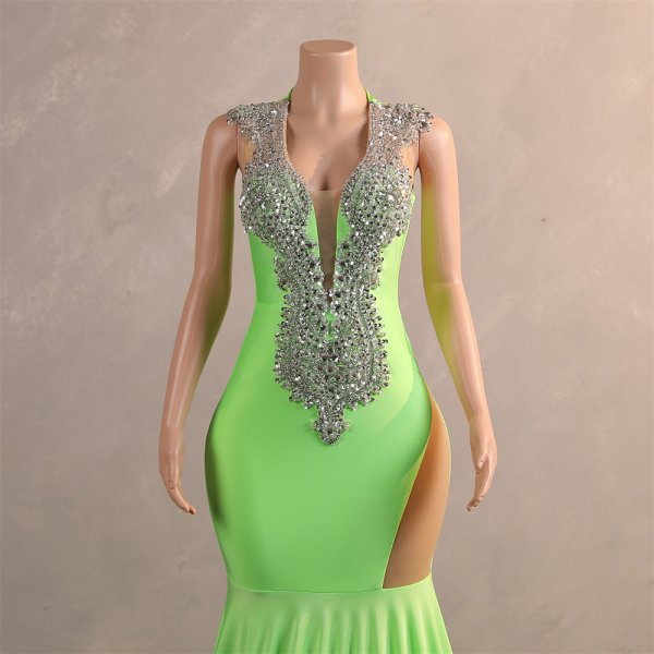 sexy sleeveless beadingv neck mermaid formal prom dress evening gown fy58001