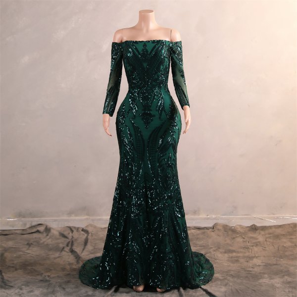 sexy off the shoulder long sleeve sequin mermaid formal prom dress evening gown gwn260001