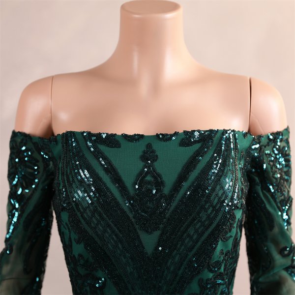 sexy off the shoulder long sleeve sequin mermaid formal prom dress evening gown gwn260001