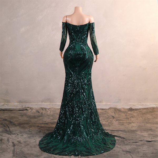 sexy off the shoulder long sleeve sequin mermaid formal prom dress evening gown gwn260001