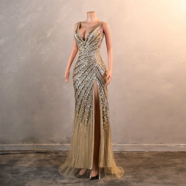 sexy v neck long sleeveless mermaid formal prom dress evening gown ljh46002