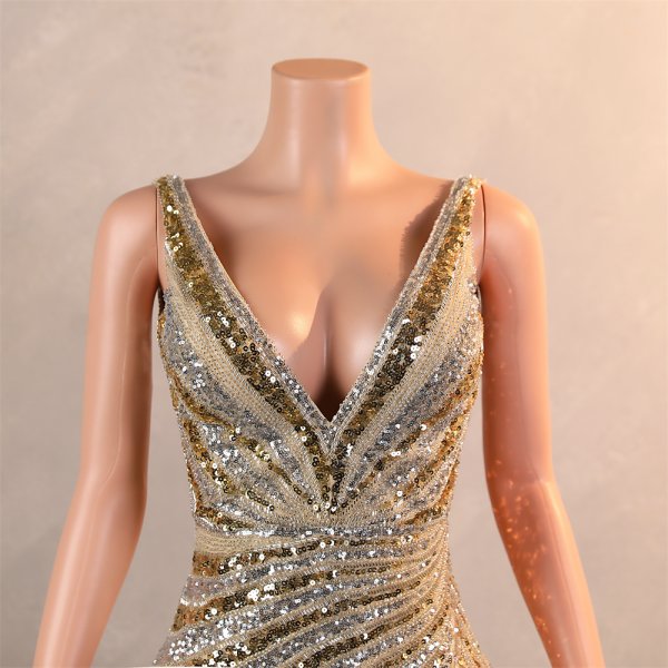 sexy v neck long sleeveless mermaid formal prom dress evening gown ljh46002