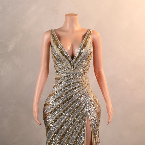 sexy v neck long sleeveless mermaid formal prom dress evening gown ljh46002