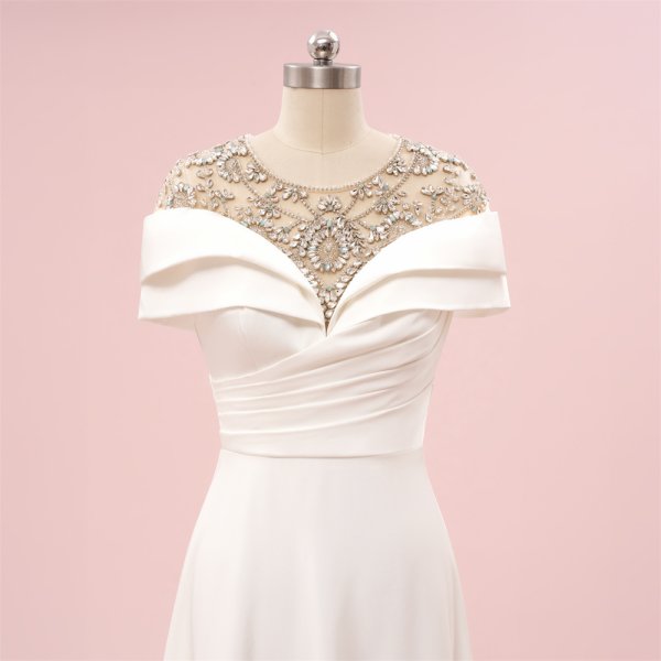 elegant ivory beading pleats mermaid formal party dress sg6001