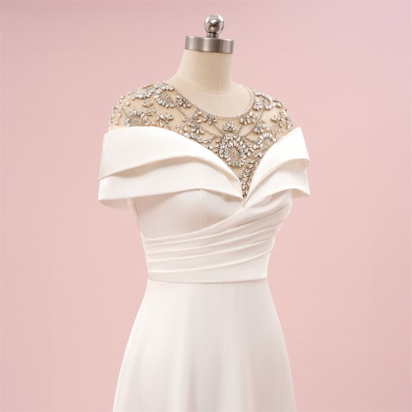 elegant ivory beading pleats mermaid formal party dress sg6001