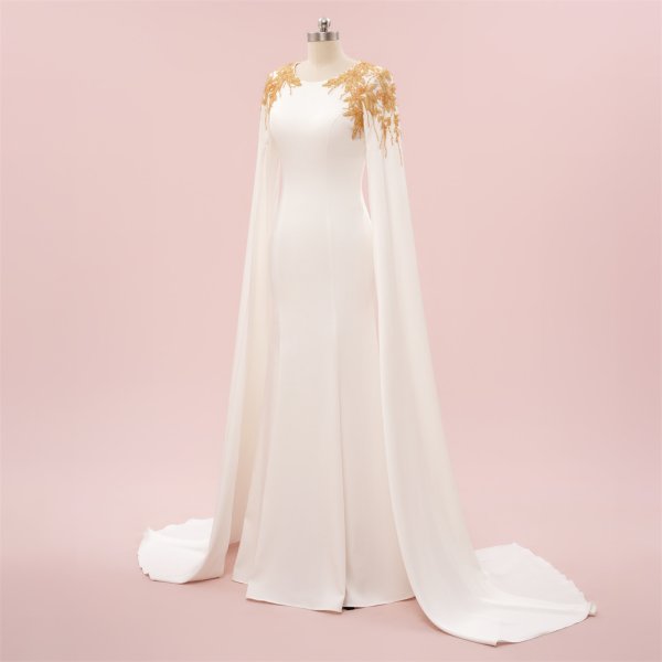 elegant ivory long sleeve gold beading mermaid formal party dress sg65001