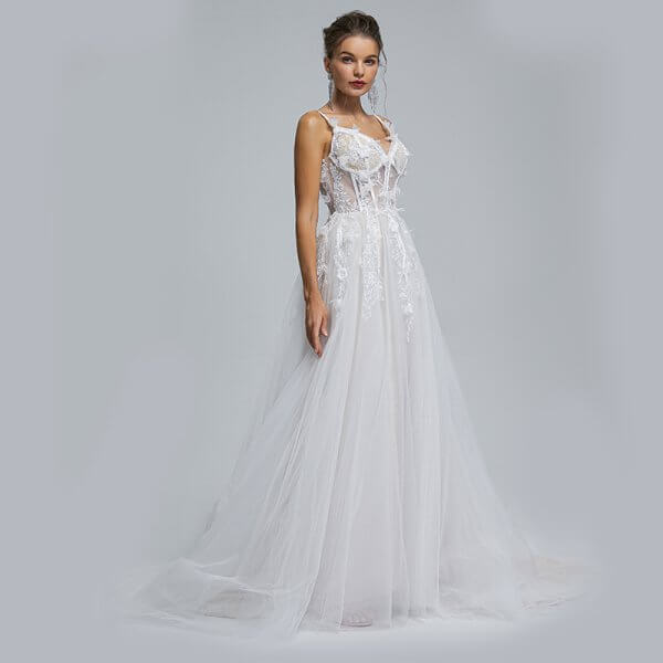 spafhetti v neck applique sleeveless a line wedding dress st001