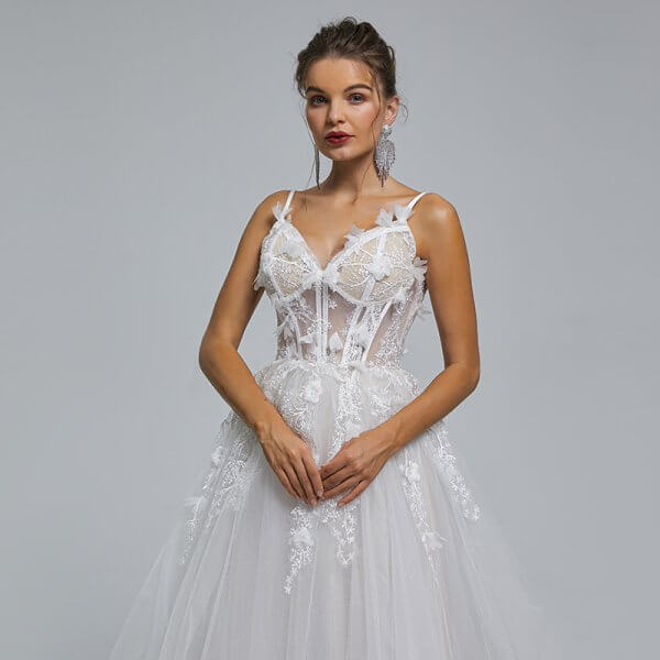 spafhetti v neck applique sleeveless a line wedding dress st001