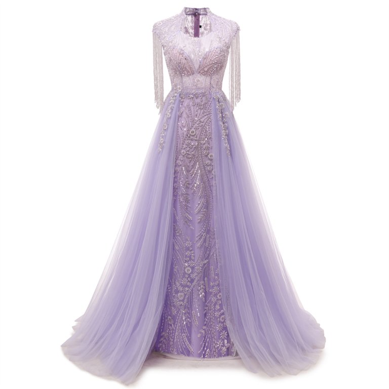 Lavender Beading Tassles Formal Prom Dress Evening Gown www72005