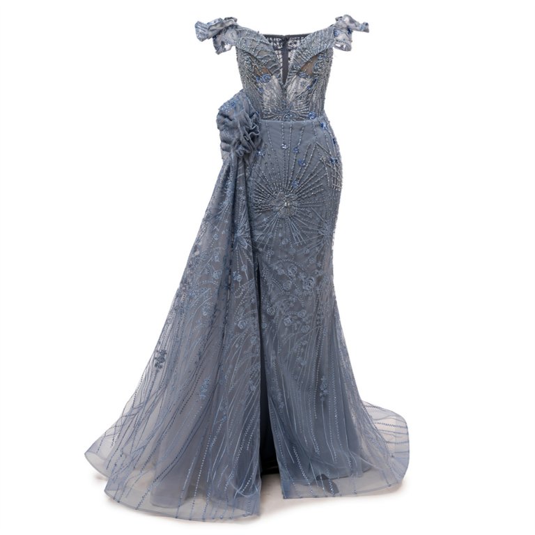 modest grey beading sequin mermaid formal prom dress evening gown www75005