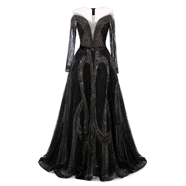 Modest Black Beading Sequin Mermaid Formal Prom Dress Evening Gown www75006