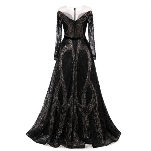 modest black beading sequin mermaid formal prom dress evening gown www75006
