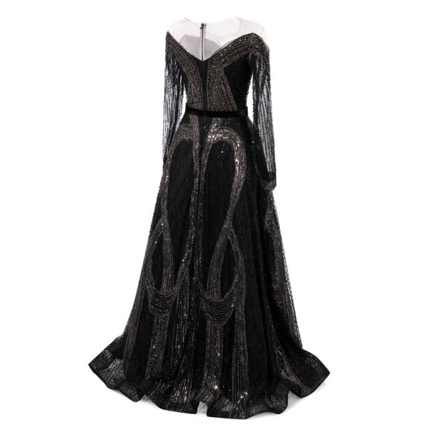 modest black beading sequin mermaid formal prom dress evening gown www75006