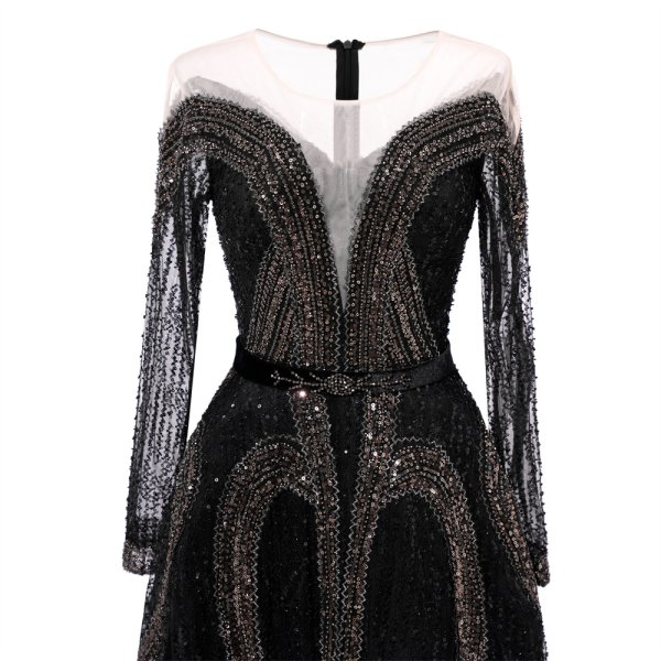 modest black beading sequin mermaid formal prom dress evening gown www75006