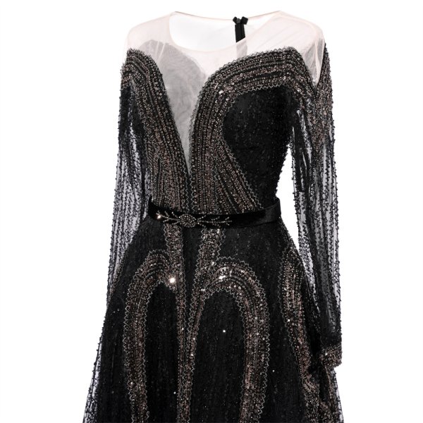 modest black beading sequin mermaid formal prom dress evening gown www75006