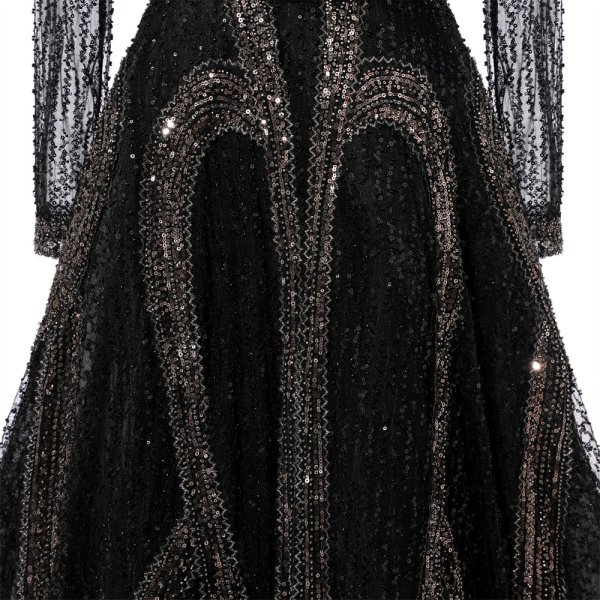 modest black beading sequin mermaid formal prom dress evening gown www75006