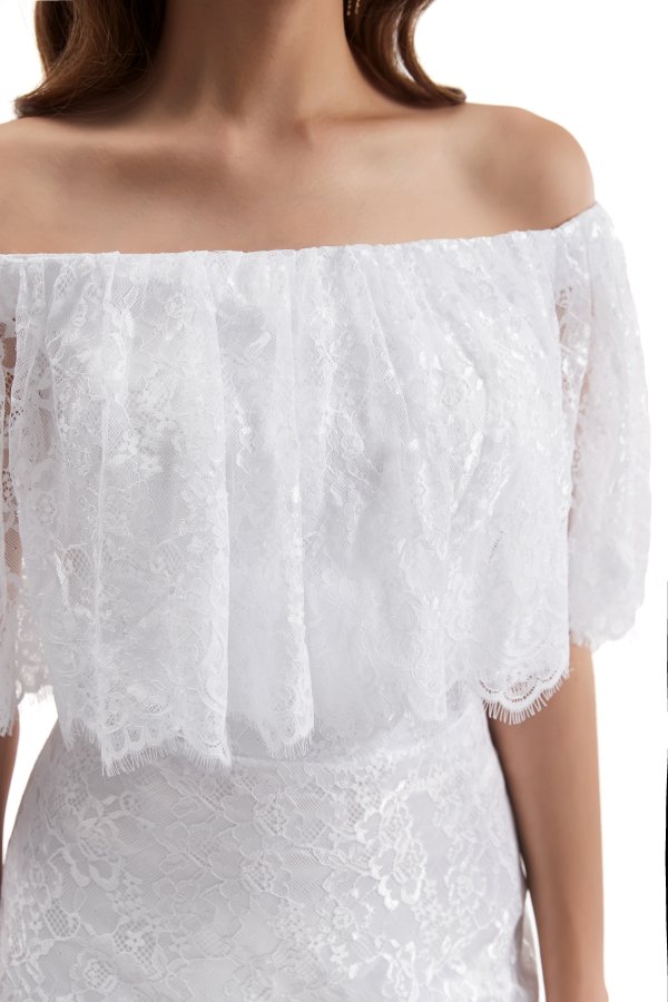 elegant off the shoulder lace mermaid long wedding dress wz004