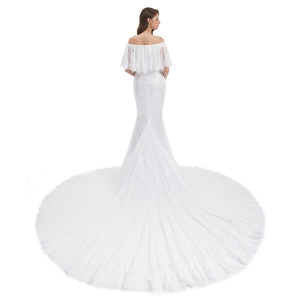 elegant off the shoulder lace mermaid long wedding dress wz004