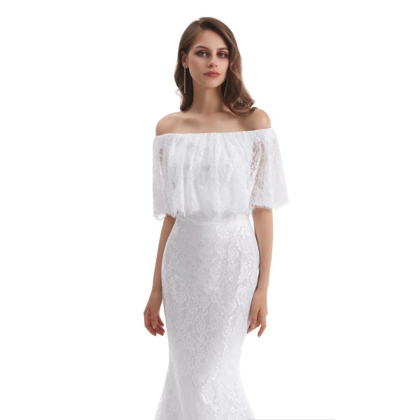 elegant off the shoulder lace mermaid long wedding dress wz004