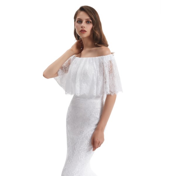 elegant off the shoulder lace mermaid long wedding dress wz004