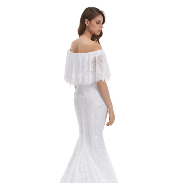 elegant off the shoulder lace mermaid long wedding dress wz004