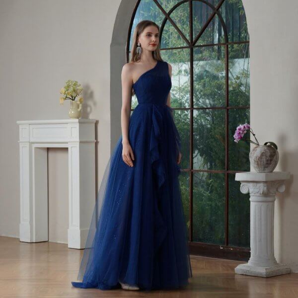 royal blue one shoulder tull sleeveless floor length a line bridesmaid dresses 1372
