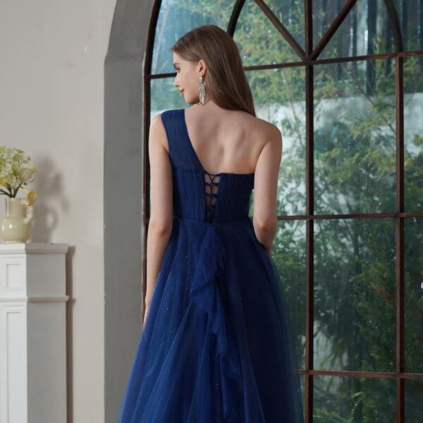royal blue one shoulder tull sleeveless floor length a line bridesmaid dresses 1372