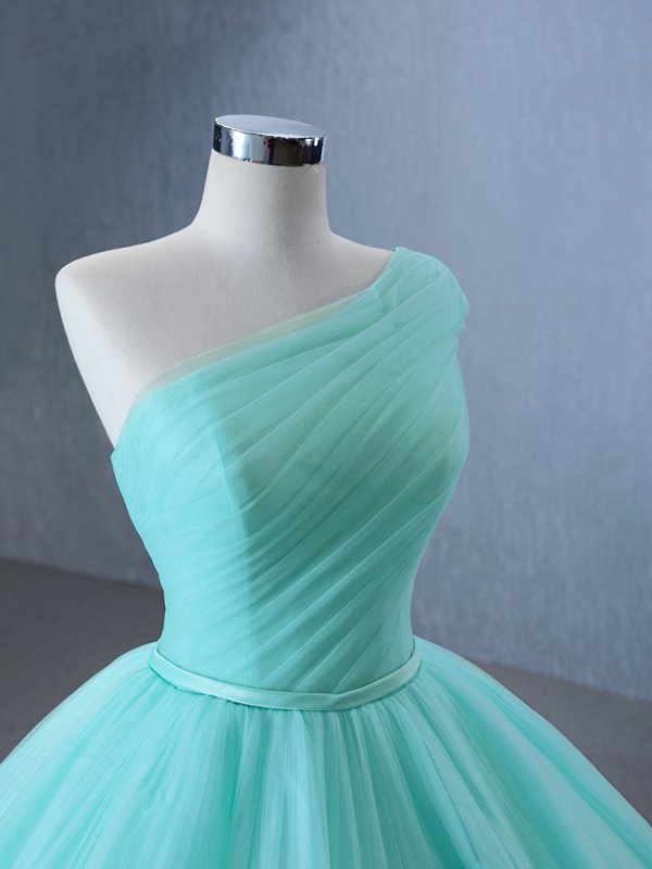 luxury model one shoulder pleats ruffles ball gown prom dress quinceanera dress 231120