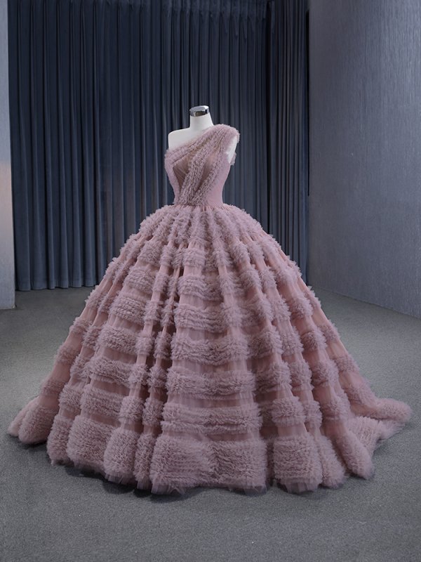 luxury model tiered tull sleeveless ball gown prom dress quinceanera dress 231133