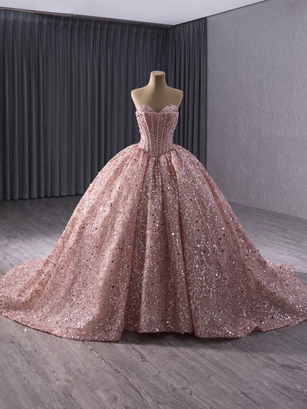 luxury model beading lace sweetheart neck pleats ball gown prom dress quinceanera dress 241017