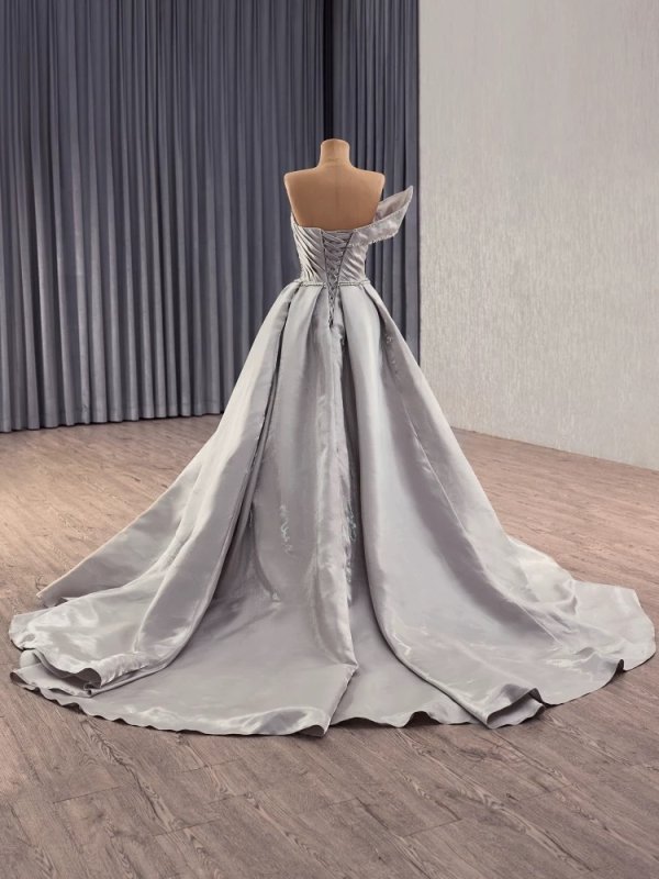 luxury model sliver sleeveless pleats a line long formal party evening dress 251018