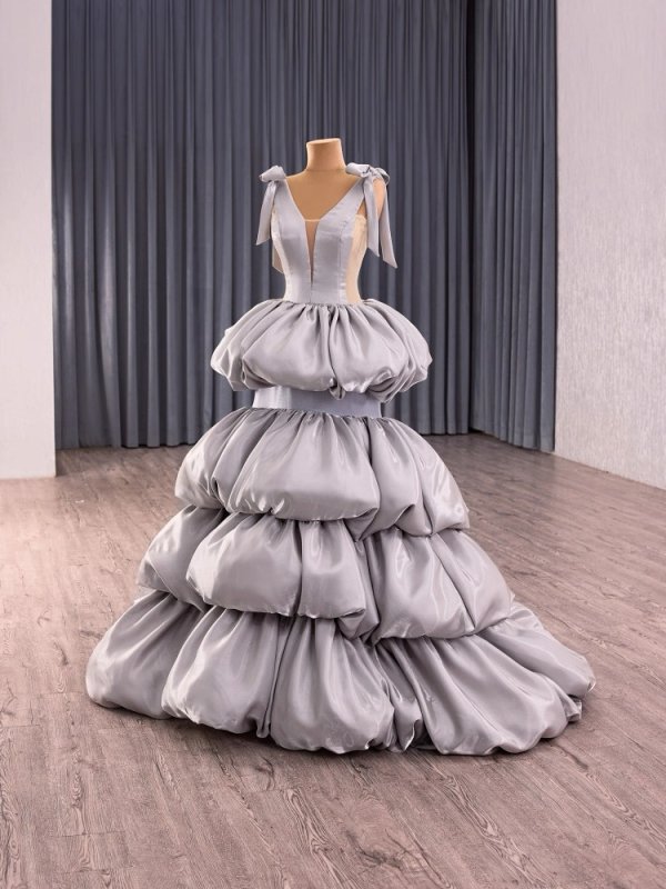 luxury model ruffles sleeveless pleats a line long formal party evening dress 251022
