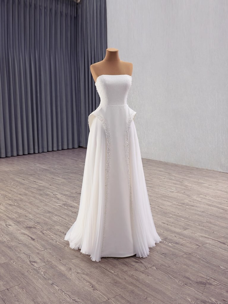 luxury model sleeveless pleats ruffles mermaid long evening dress 251030