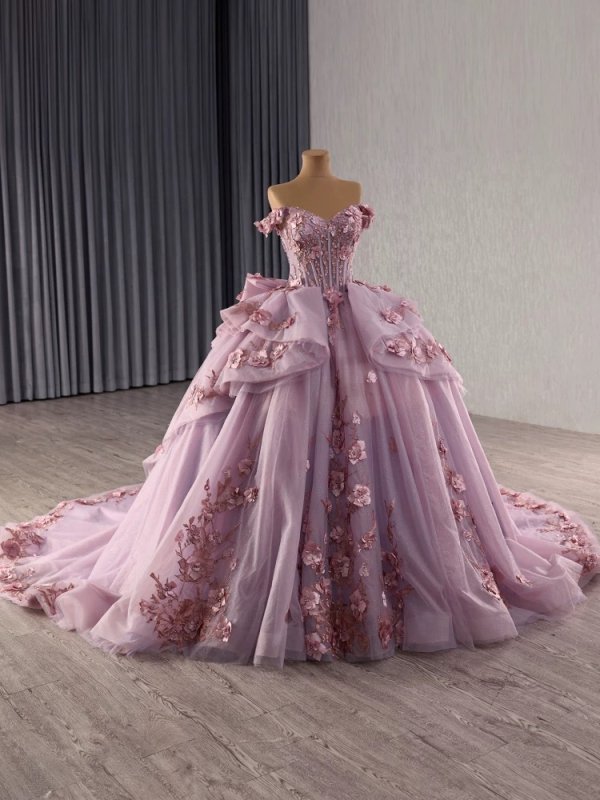 luxury model sweetheart neck applique pleats bow ball gown prom dress quinceanera dress 251031