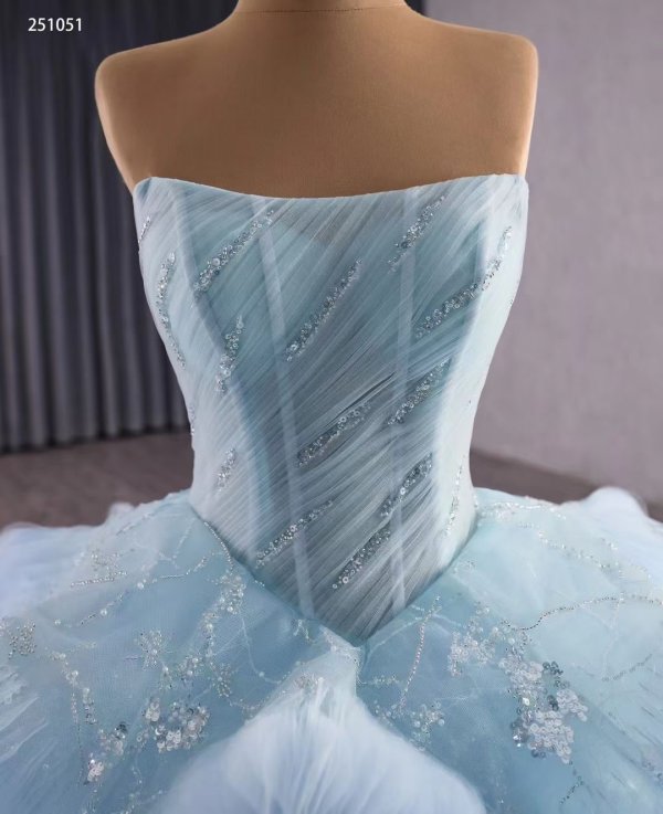 luxury model light sky blue tiered ball gown quinceanera dress 251051